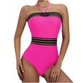 thumbnail image 1 of gakvbuo Summer Swimsuit Women One Piece Bathing Suit for Women Plus Size Swimsuit for Women Women'S Swimwear Solid Patchwork Halter Neck Mesh Hollow Out Beachwear Bikini Monokinis, 1 of 9