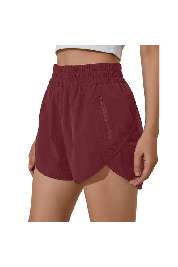 Summer Running Shorts for Women High Waisted Shorts Elastic With Pocket Sport Workout Shorts Quick Dry Athletic Shorts Pants Gym Shorts for Women