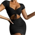 thumbnail image 1 of gakvbuo Summer Dresses for Women 2022 Plus Size Dress Fashion Soild Asymmetrical Tank Dress Short Skirt Midi Cut Out Club Mini Dress, 1 of 8