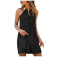 thumbnail image 1 of gakvbuo Summer Summer Dresses for Women Plus Size Dress Dress Vintage Boho Summer Sleeveless Beach Halter Solid Cocktail Party Short Mini Dress Sundress, 1 of 1