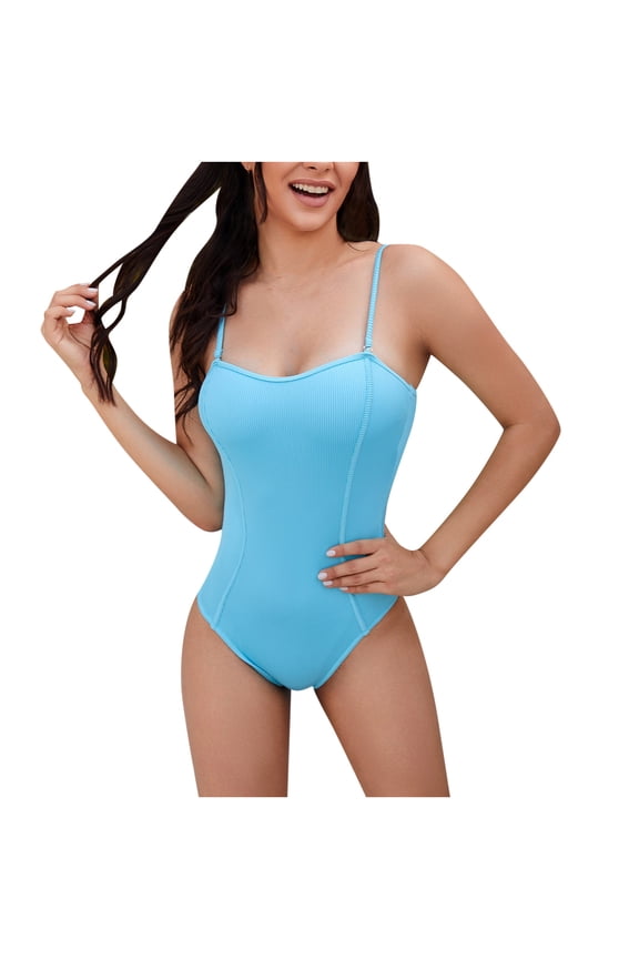 Summer Swimsuit Women One Piece Bathing Suit for Women Plus Size Swimsuit for Women Monokinis Bikini With Chest Pads Without Underwire Strap Swimsuit Beach