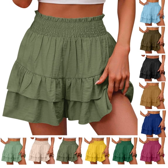 gakvbuo Summer Shorts for Women Ruffled Skorts Casual High Waist Mini Skirts Tennis Shorts