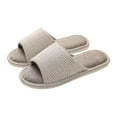 thumbnail image 1 of gakvbuo Summer Slippers For Women Indoor And Outdoor Wide Walking Outdoor Slippersfashion Couple Casual Linen Round Head Stripe Casual Flops Home Shoes, 1 of 3