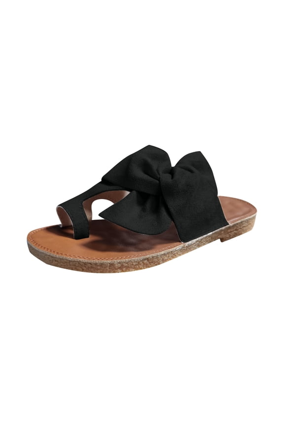 Summer Slippers For Women Indoor And Outdoor Wide Walking Outdoor Slippersfashion Women Open Toe Slide Bow-Knot Sandals Slippers Low Heeled Shoes