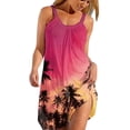 thumbnail image 1 of gakvbuo Summer Summer Dresses for Women Sundresses for Women Crewneck Short Sleeve Mini Dresses Floral Print Hem Beach Dress Plus Size Swimsuit Coverup for Women, 1 of 6