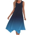 thumbnail image 1 of gakvbuo Summer Tank Dress For Women Maxi Dress Sundress Women's Gradient Dress Sleeveless Crew Neck Drawstring Casual Ruffled A-line Mini Skirt, 1 of 8