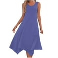 thumbnail image 1 of gakvbuo Summer Tank Dress For Women Maxi Dress Sundress Womens Dresses Sleeveless Round Neck Drawstring Casual Ruffle A-Line Mini Dress, 1 of 9