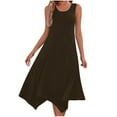 thumbnail image 1 of gakvbuo Summer Tank Dress For Women Maxi Dress Sundress Womens Dresses Sleeveless Round Neck Drawstring Casual Ruffle A-Line Mini Dress, 1 of 9