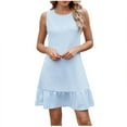 thumbnail image 1 of gakvbuo Summer Tank Dress for Women'S Solid Sleeveless Sundresses Round-Neck Knee-Length Mini Dress Wedding Guest Dresses for Women Party Cocktail Dress, 1 of 8