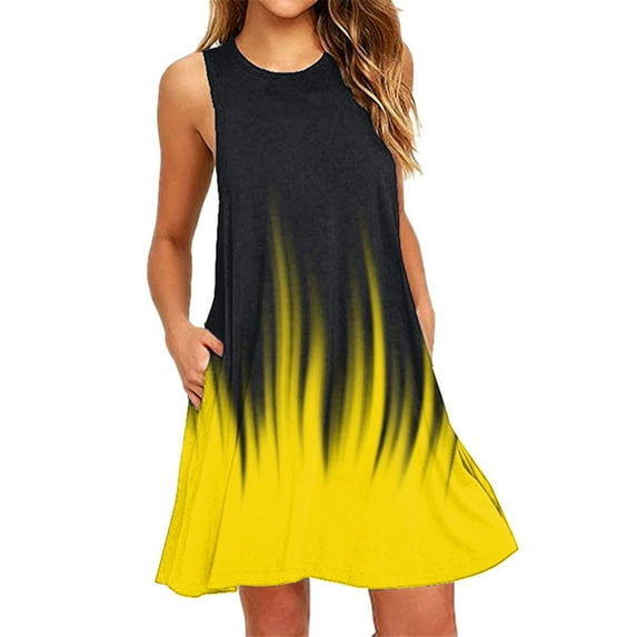 gakvbuo Summer Tank Dresses For Women 2024 Vacation Beach Dress Casual Simple T-Shirt Mini Dress Crewneck Short Sleeve Wedding Guest Dresses Club Dresses Sun Dresses Tunic Dress