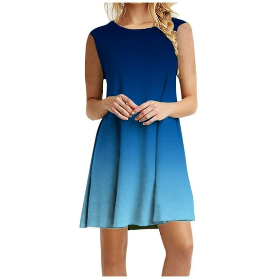 gakvbuo Summer Tank Dresses For Women 2024 Vacation Beach Dress Casual Simple T-Shirt Mini Dress Crewneck Short Sleeve Wedding Guest Dresses Club Dresses Sun Dresses Tunic Dress