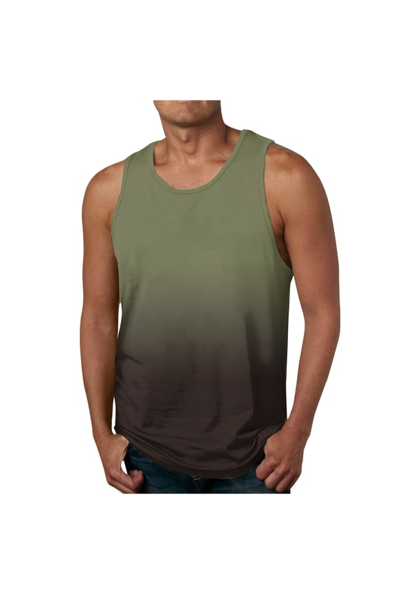 Summer Tank Top For Men Sleeveless New Men's Gradient 3D Print Tank Top Casual Sports Sleeveless Round Neck T-shirt Tank Top/shirt Blouses