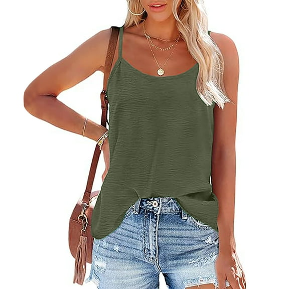 gakvbuo Summer Tank Top for Womens 2025 Summer Women Solid Color Round Neck Sleeveless Casual Tee Tops Tank