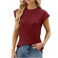 thumbnail image 1 of gakvbuo Summer Tops For Women 2024 Short Sleeve Textured Tops Crewneck Solid Loose Casual Basic T Shirts Tee Blouses, 1 of 3