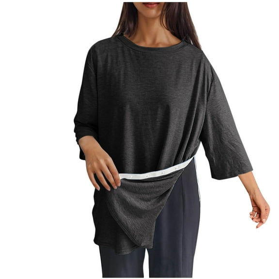 gakvbuo Summer Tops For Women 2025 Vacation 3/4 Sleeve Shirt Tunic Tops Fashion Women's Casual Print Round Neck 3/4 Sleeve T-shirt Top Blouse