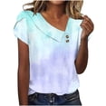 thumbnail image 1 of gakvbuo Summer Tops For Women 2025 Vacation Going Out Tops Women's V-Neck Fashion Casual Printed Button-Up Blouse T-shirt Tops Blouse, 1 of 5