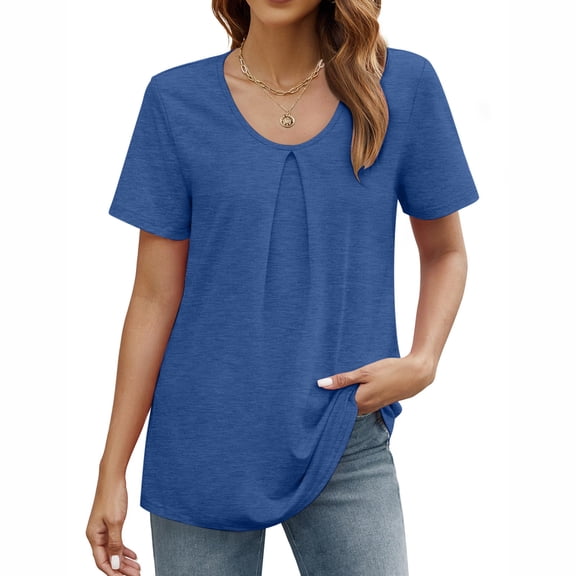 gakvbuo Summer Tops for Women Womens Solid Summer Casual Trendy Short Sleeve T Shirts Neck Tee Fashion Shirts