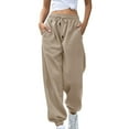 thumbnail image 1 of gakvbuo Tapered Sweatpants For Women Cargo Pants Drawstring Bottom Running Sweat Pants High Waist Sporty Gym Workout Athletic Jogger Pants Trousers with Pockets, 1 of 6