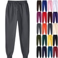 thumbnail image 1 of gakvbuo Sweatpants For Women Winter Solid Color High Waist Warm Pants Thick Lined Athletic Jogger Fleece Drawstring Lace-Up Thermal Lined Sweatpants With Pockets, 1 of 2