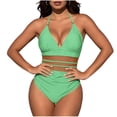 thumbnail image 1 of gakvbuo One Piece Monokini Swimsuit Women Bikini Bathing Swimwear Women Solid Color Backless Strap Color Blocking Off-Shoulder Swimsuit Bikini, 1 of 6