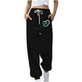 thumbnail image 1 of gakvbuo Tapered Running Baggy Cinch Bottom Sweatpants For Women Cargo Pants Drawstring Print High Waist Athletic Fit Jogger Pants Full-Length Lounge Sporty Trousers With Pockets, 1 of 4