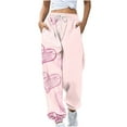 thumbnail image 1 of gakvbuo Tapered Running Baggy Cinch Bottom Sweatpants For Women Cargo Pants Drawstring Valentines Day Print High Waist Athletic Workout Jogger Pants Full-Length Lounge Sporty Trousers With Pockets, 1 of 2