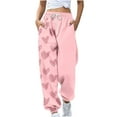 thumbnail image 1 of gakvbuo Tapered Running Baggy Cinch Bottom Sweatpants For Women Cargo Pants Drawstring Valentines Day Print High Waist Athletic Workout Jogger Pants Full-Length Lounge Sporty Trousers With Pockets, 1 of 2