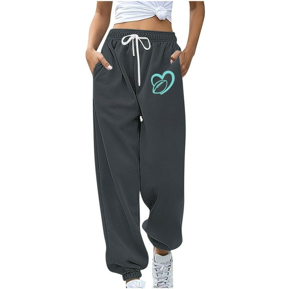 gakvbuo Tapered Running Baggy Cinch Bottom Sweatpants For Women Cargo Pants Drawstring Print High Waist Athletic Fit Jogger Pants Full-Length Lounge Sporty Trousers With Pockets