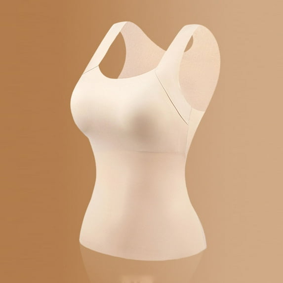 gakvbuo Thermal Underwear Tops for Women Underwear Vest Sleeveless Undershirt for Women Cotton Camisole Warm Base Layer Seamless Thickened Underwear Bottoming Pullover Top