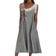 thumbnail image 1 of gakvbuo Summer Tank Dress For Women Maxi Dress Sundress Linen Dress Women's Summer Casual Dress Gradual Sleeveless Neck V-Neck Long Dress, 1 of 7