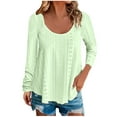 thumbnail image 1 of gakvbuo Tunic Tops For Women Eyelet Embroidery Long Sleeve Loose Fit Dressy Casual Hem Flowy Crewneck Blouse Basic Tees Fall Clothes, 1 of 1