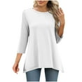 thumbnail image 1 of gakvbuo Tunic Tops for Women Loose Dressy 3/4 Sleeve Tops Round Neck Flowy Shirts Long Blouse To Wear With Leggings, 1 of 7