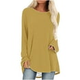 thumbnail image 1 of gakvbuo Tunics Tops For Women To Wear With Leggings Casual Round Neck Sweatshirt Solid Color Long Fit Pullover Shirts Loose Long Sleeve Blouse Tshirt, 1 of 5