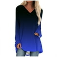 thumbnail image 1 of gakvbuo Tunics Tops For Women To Wear With Leggings Casual V Neck Sweatshirt Solid Color Long Fit Pullover Shirts Loose Long Sleeve Blouse Tshirt, 1 of 5