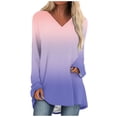 thumbnail image 1 of gakvbuo Tunics Tops For Women To Wear With Leggings Casual V Neck Sweatshirt Solid Color Long Fit Pullover Shirts Loose Long Sleeve Blouse Tshirt, 1 of 5