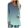 thumbnail image 1 of gakvbuo Tunics Tops For Women To Wear With Leggings Casual V Neck Sweatshirt Solid Color Long Fit Pullover Shirts Loose Long Sleeve Blouse Tshirt, 1 of 5