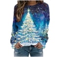 thumbnail image 1 of gakvbuo Ugly Christmas Sweater for Women 2024 Funny Christmas Sweatshirt Crewneck Xmas Print Long Sleeve Blouse Party Pullover Sweatshirt Tunic Tops Hoodless Shoulder Sweatshirt Gifts for Christmas, 1 of 1