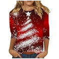thumbnail image 1 of gakvbuo Ugly Christmas Sweatshirt For Women Funny Christmas Graphic Tee 3/4 Sleeve Work Business Blouse Tunic Tops Crewneck Sports TShirts Pullover Sweatshirt Petite Tops For Women Gifts for Christmas, 1 of 1