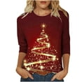 thumbnail image 1 of gakvbuo Christmas Sweatshirt For Women Funny Christmas 3/4 Sleeve Work Business Blouse Tunic Tops Crewneck Sports TShirts Pullover Sweatshirt For Women Gifts for Christmas, 1 of 5