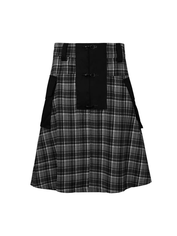 Utility Kilts For Men Skirt Cargo Short Sport Kilt Traditional Highland Scottish Utility Kilts Plaid Pleated Skirt With Pocket