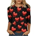 thumbnail image 1 of gakvbuo Valentine Day Shirt for Women Trendy 3/4 Sleeve Tunic Tops Cute Graphic Tees Round Neck Casual Funny Shirts Tops Blouse, 1 of 5