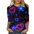 thumbnail image 1 of gakvbuo Valentine Day Shirt for Women Trendy 3/4 Sleeve Tunic Tops Cute Graphic Tees Round Neck Casual Funny Shirts Tops Blouse, 1 of 5