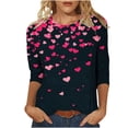thumbnail image 1 of gakvbuo Valentine Day Shirt for Women Trendy 3/4 Sleeve Tunic Tops Cute Graphic Tees Round Neck Casual Funny Shirts Tops Blouse, 1 of 5