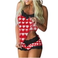thumbnail image 1 of gakvbuo Valentine'S Day Pajamas Camisole And Shorts for Women Sleepwear Sleeveless Lingerie V-Neck 2 Piece Outfits Pajamas Loungewear Cami Top Shorts Lace Up Nightwear, 1 of 6