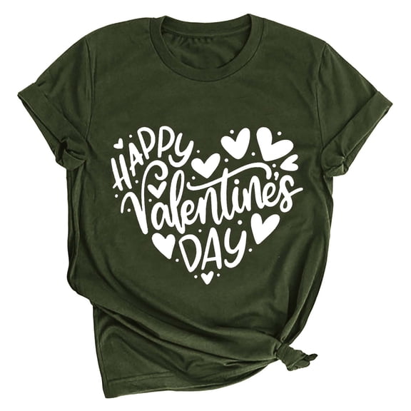 gakvbuo Valentine'S Day T Shirts For Women Cute Heart Print Novelty Graphic Tees Casual Short Sleeve Top Women Printing Short Sleeve Top Short Sleeve Round Neck Top Shirt