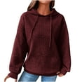thumbnail image 1 of gakvbuo Waffle Knit Hooded Sweatshirt For Women With Pocket Cute Hoodies Drawstring Casual Pullover Sweaters Workout Gym Hoodie Tops Comfy Fall Clothes Outfits, 1 of 6