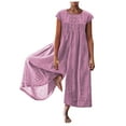 thumbnail image 1 of gakvbuo Wide Leg Jumpsuits For Women'S Loose Cotton Linen Zipper Romper Casual Summer Short Sleeve Long Pants Rompers One Piece Jumpsuit, 1 of 5