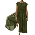 thumbnail image 1 of gakvbuo Wide Leg Jumpsuits For Women'S Loose Cotton Linen Zipper Romper Casual Summer Short Sleeve Long Pants Rompers One Piece Jumpsuit, 1 of 6