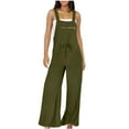 thumbnail image 1 of gakvbuo Wide Leg Suspender Jumpsuits Overalls For Women Casual Loose Fit Bib Spring Summer Drawstring Belted Jumpsuit Long Pant One Piece Rompers With Pockets, 1 of 8