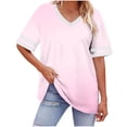 thumbnail image 1 of gakvbuo Women'S Plus Size Tunic Tops Oversized V-Neck Short Sleeve Color Blocks Summer Shirt Loose Sports T-Shirt, 1 of 8